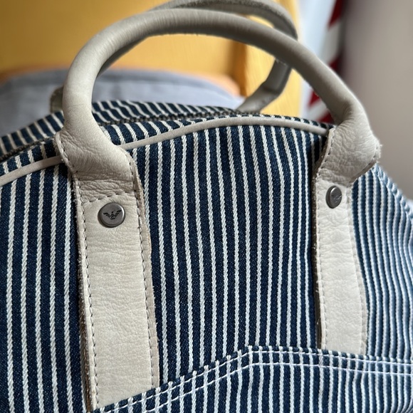 KAPITAL style / Armani Jeans Canvas/Leather Women's Satchel Hand Bag 13" x 9" - Picture 4 of 12